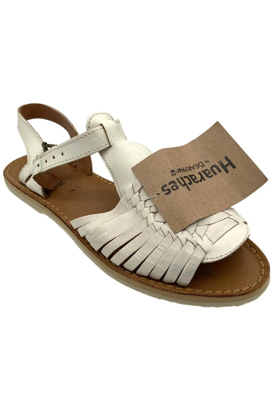 Bearpaw Gloria Leather Huaraches Sandal White - Medium